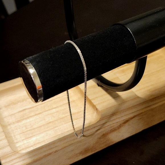 Sterling Box Chain Bracelet 925 Italy 7" 1mm - Picture 3 of 5